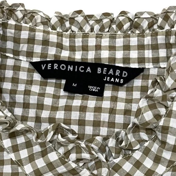 Veronica Beard Gingham Ruffle Front Top – Size M - Picture 2 of 2